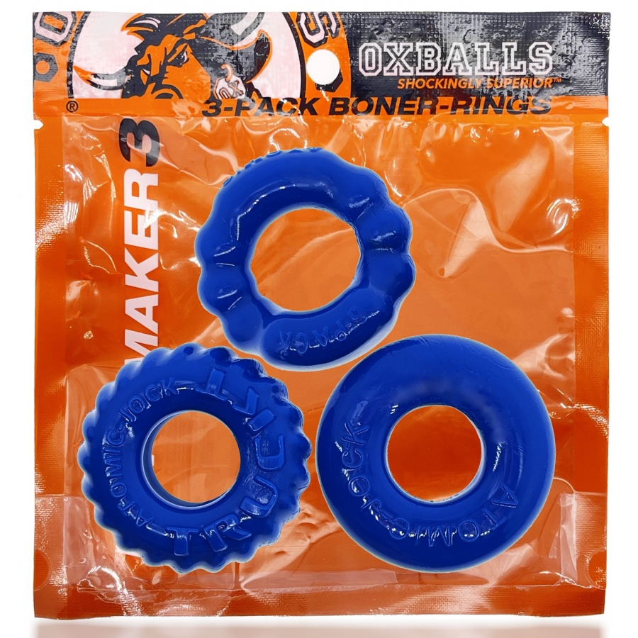 Lot De 3 Cockrings Oxballs BONEMAKER Bleu – Image 2